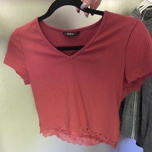 Burgundy shein crop top